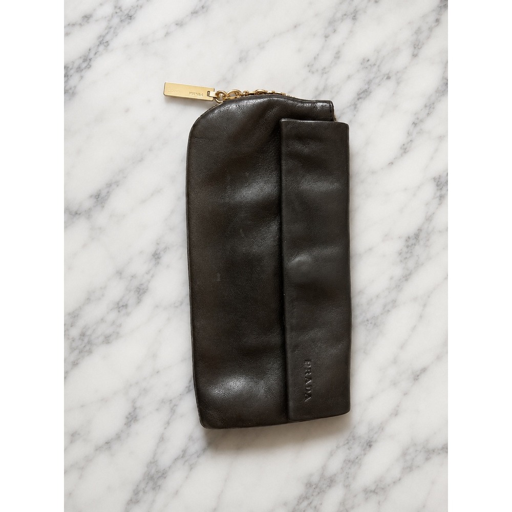 Prada Clutch Women's Size‎ OS Black Good Leather Gold Hardware
